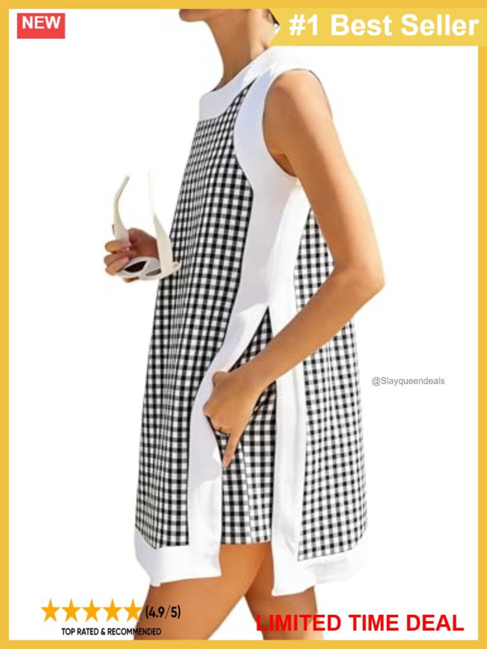Hooever Two Piece Set Womens Casual Plaid Sleeveless Tank Top Shorts Gingham